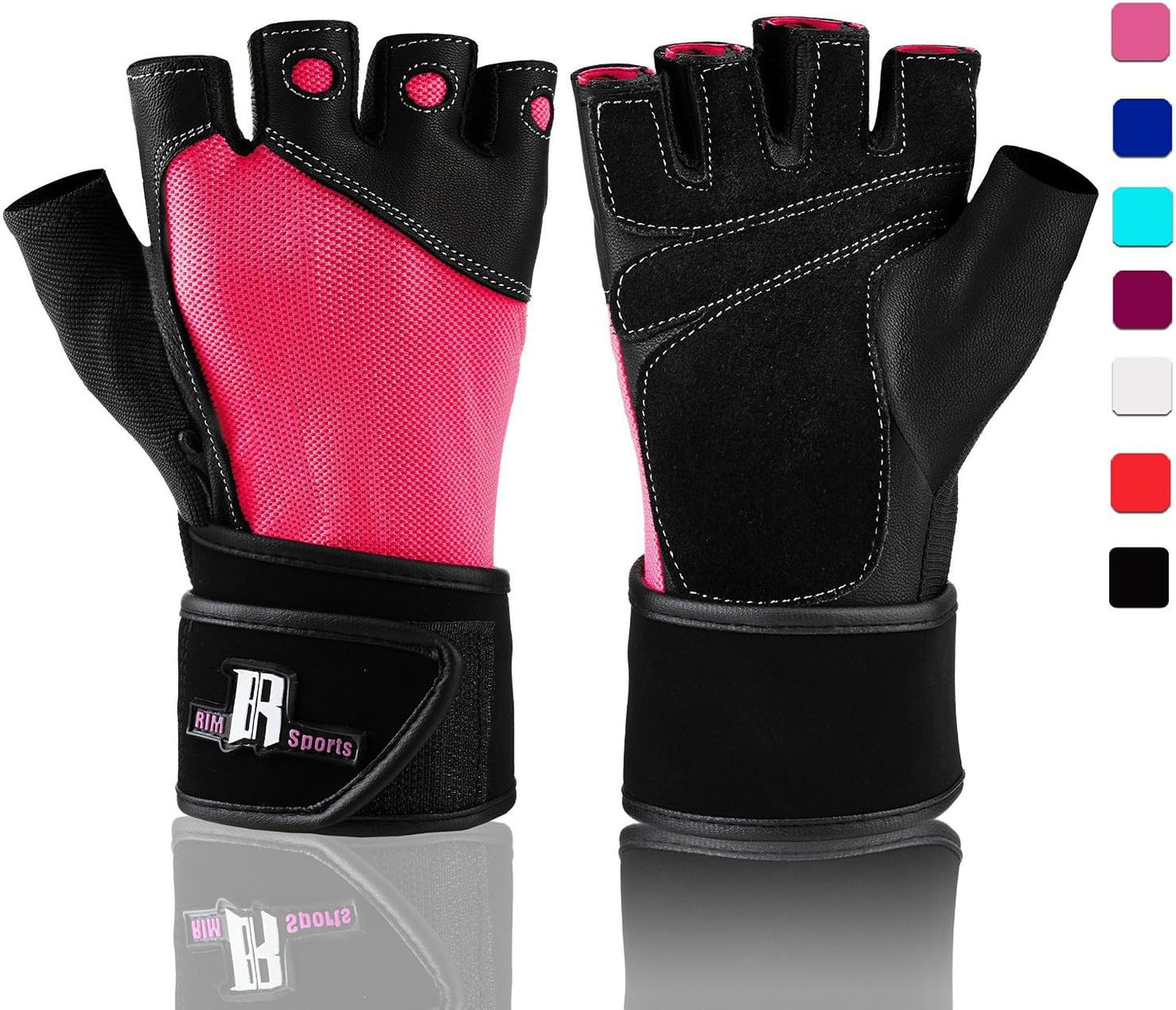 Premium Leather Weight Lifting Gloves with Wrist Support for Supreme Protection Wrist Wrap Gloves with Palm Padded and Thumb Protected Workout Gloves for Weightlifting, Pullups & Deadlift