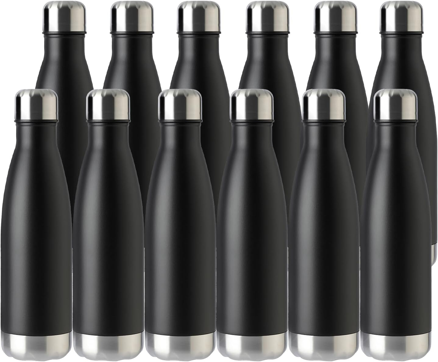 17Oz Sport Water Bottle 12 Pack Vacuum Insulated Stainless Steel Leak-Proof Double Wall Cola Shape Water Bottle,Keep Drinks Hot & Cold (Cold Gray,12 Pack)