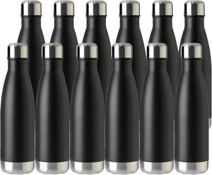 17Oz Sport Water Bottle 12 Pack Vacuum Insulated Stainless Steel Leak-Proof Double Wall Cola Shape Water Bottle,Keep Drinks Hot & Cold (Cold Gray,12 Pack)