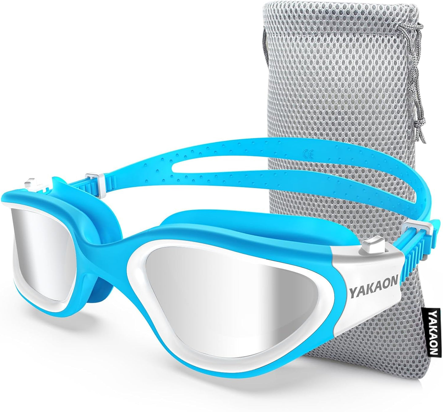 Adult Swimming Goggles - UV Protection, Anti-Glare, Anti-Fog, Anti-Leak, Silicone Strap Clear/Polarized Lenses