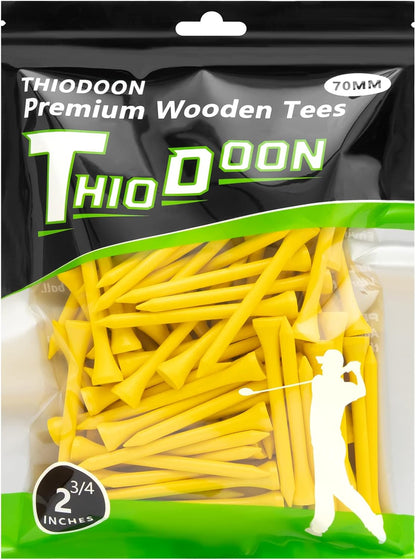 Golf Tees Professional Natural Wood Golf Tees Pack of 100, Golfing Tees Multiple Colors Size 3-1/4 Inch, 2-3/4 Inch or 2-1/8 Inch, Tall Golf Tees Bulk Reduce Side Spin and Friction