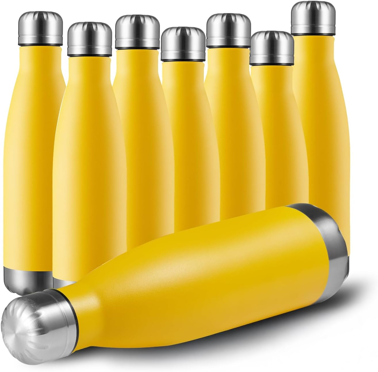 17Oz Sport Water Bottle 12 Pack Vacuum Insulated Stainless Steel Leak-Proof Double Wall Cola Shape Water Bottle,Keep Drinks Hot & Cold (Cold Gray,12 Pack)