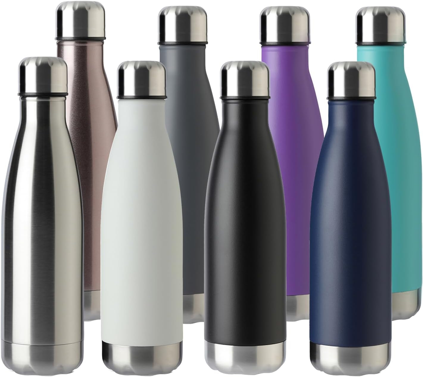 17Oz Sport Water Bottle 12 Pack Vacuum Insulated Stainless Steel Leak-Proof Double Wall Cola Shape Water Bottle,Keep Drinks Hot & Cold (Cold Gray,12 Pack)