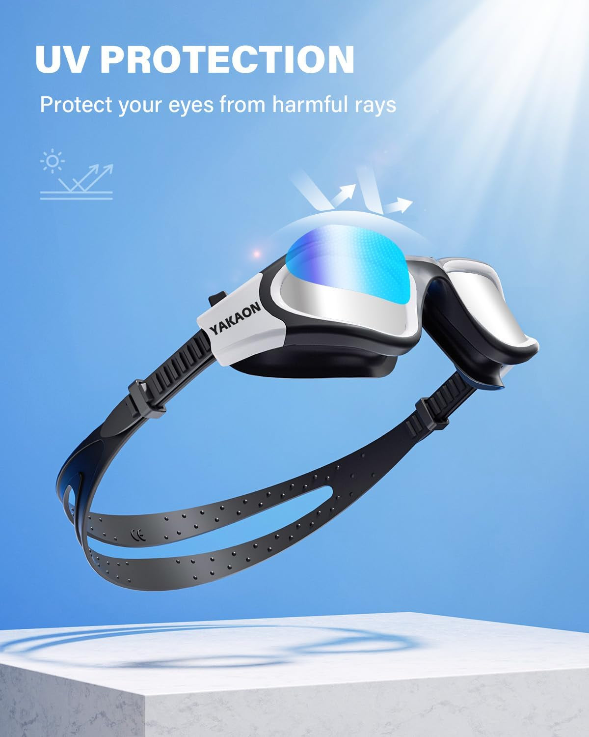 Adult Swimming Goggles - UV Protection, Anti-Glare, Anti-Fog, Anti-Leak, Silicone Strap Clear/Polarized Lenses