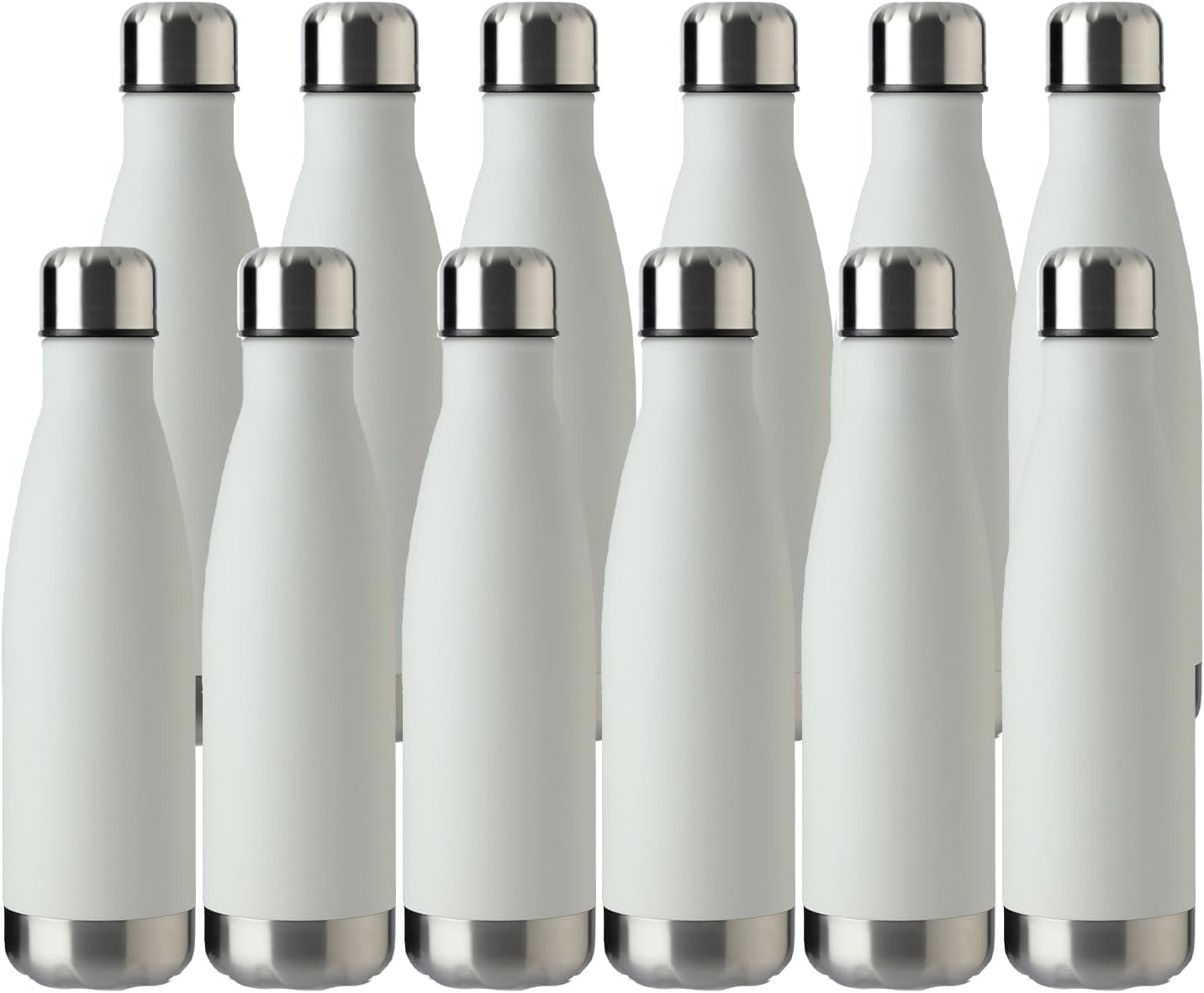 17Oz Sport Water Bottle 12 Pack Vacuum Insulated Stainless Steel Leak-Proof Double Wall Cola Shape Water Bottle,Keep Drinks Hot & Cold (Cold Gray,12 Pack)