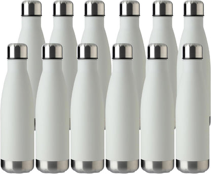 17Oz Sport Water Bottle 12 Pack Vacuum Insulated Stainless Steel Leak-Proof Double Wall Cola Shape Water Bottle,Keep Drinks Hot & Cold (Cold Gray,12 Pack)