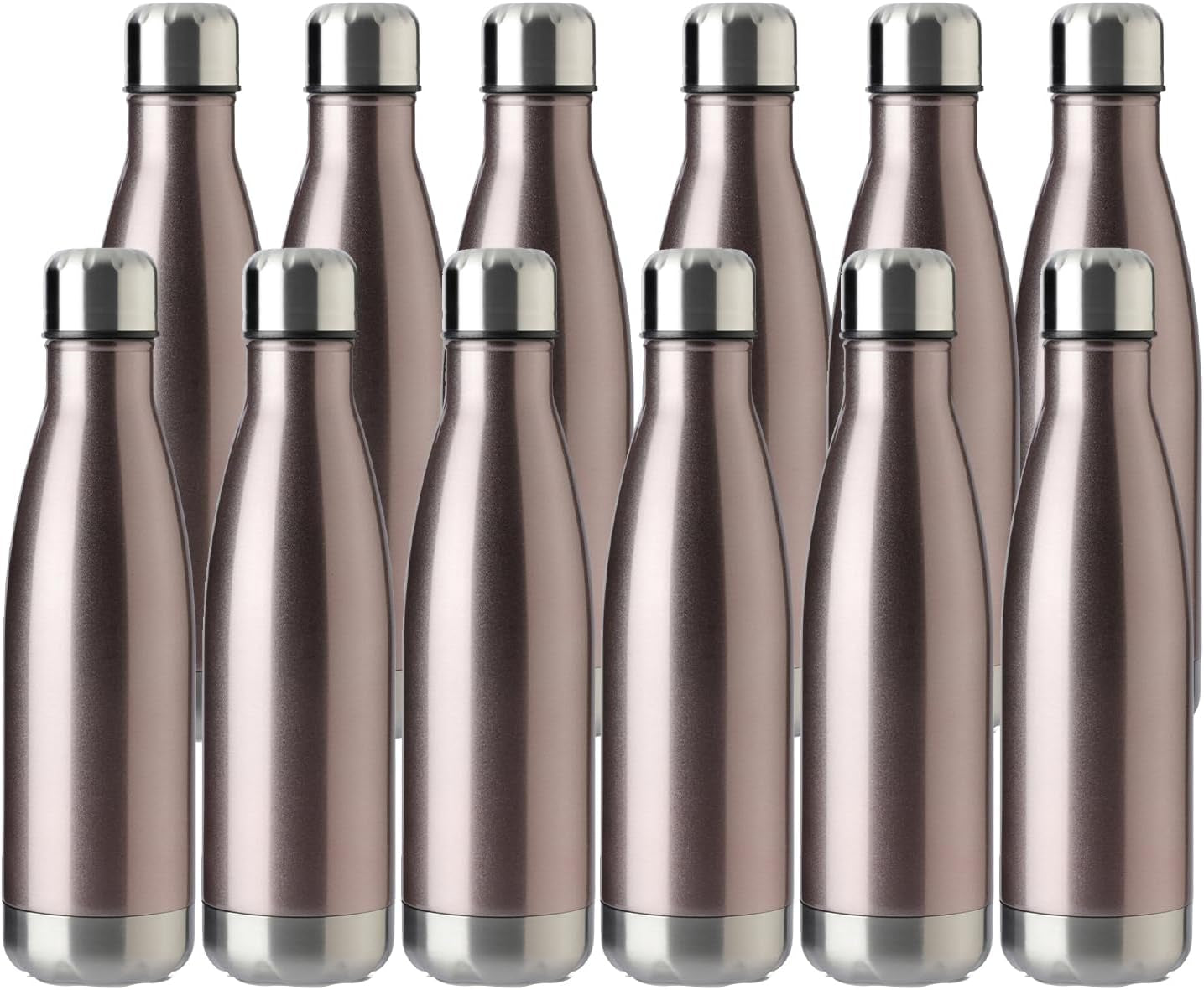17Oz Sport Water Bottle 12 Pack Vacuum Insulated Stainless Steel Leak-Proof Double Wall Cola Shape Water Bottle,Keep Drinks Hot & Cold (Cold Gray,12 Pack)