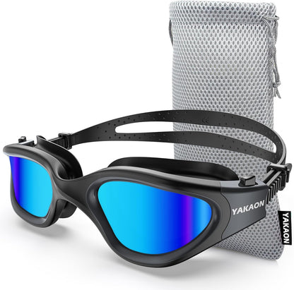 Adult Swimming Goggles - UV Protection, Anti-Glare, Anti-Fog, Anti-Leak, Silicone Strap Clear/Polarized Lenses