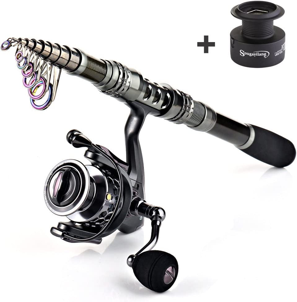 Fishing Rod Reel Combo with Telescopic Fishing Pole Spinning Reel Carrier Bag for Travel Saltwater Freshwater Fishing