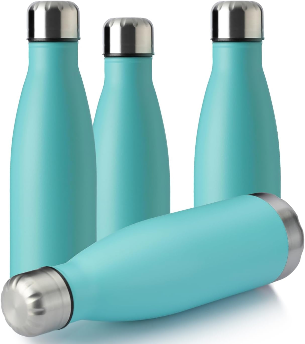 17Oz Sport Water Bottle 12 Pack Vacuum Insulated Stainless Steel Leak-Proof Double Wall Cola Shape Water Bottle,Keep Drinks Hot & Cold (Cold Gray,12 Pack)