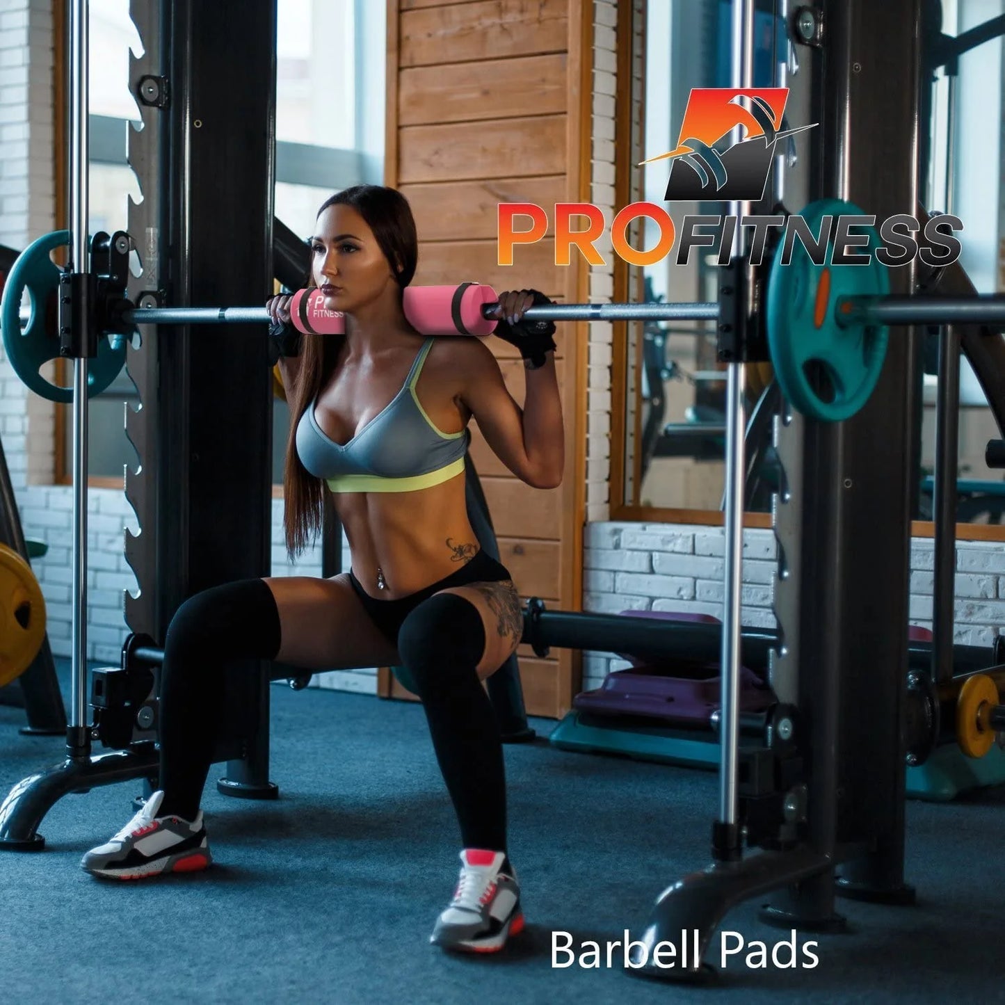 Barbell Pad Squat Pad- Shoulder Support for Squats, Lunges & Hip Thrusts - for Olympic or Standard Bars