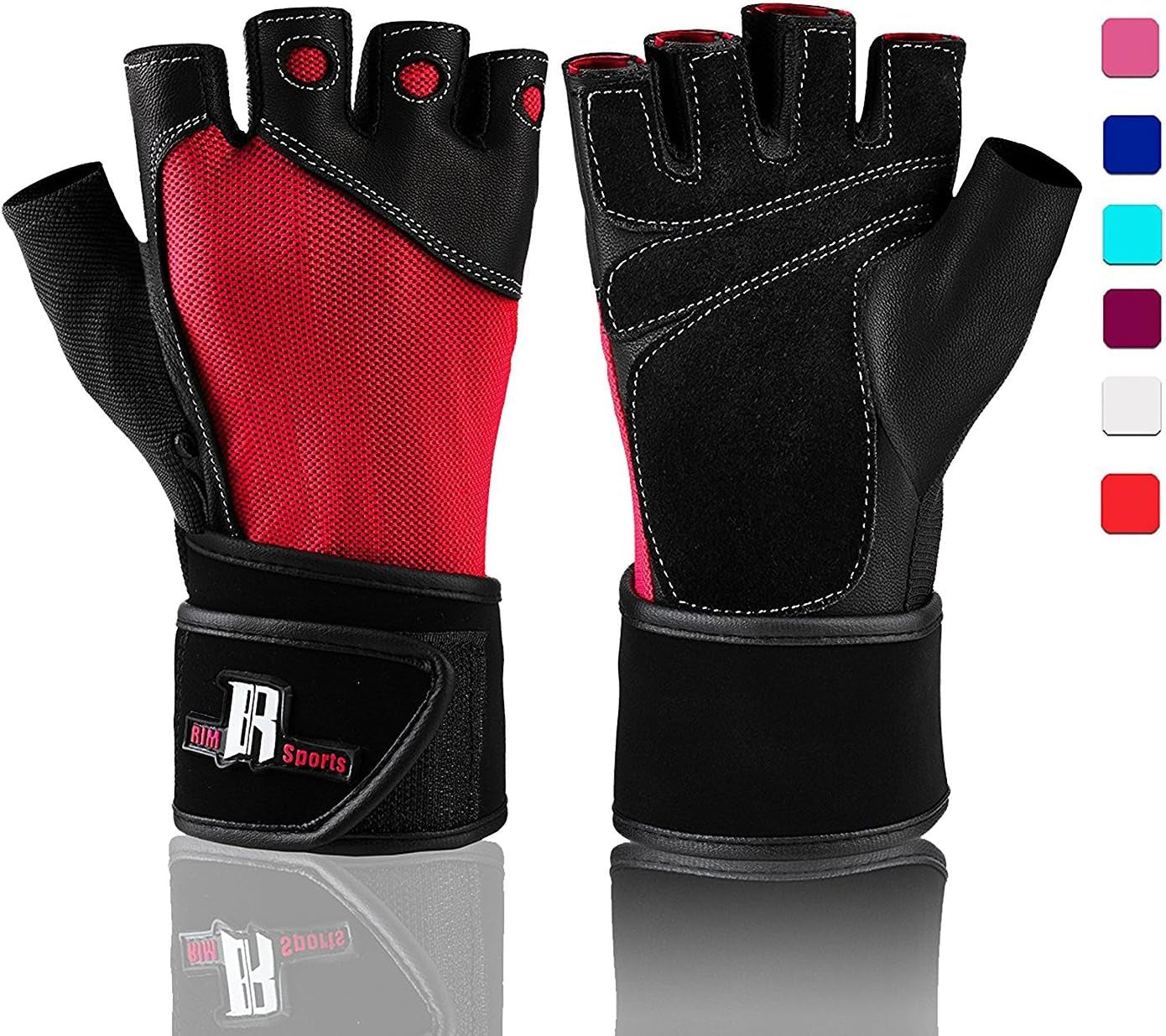 Premium Leather Weight Lifting Gloves with Wrist Support for Supreme Protection Wrist Wrap Gloves with Palm Padded and Thumb Protected Workout Gloves for Weightlifting, Pullups & Deadlift