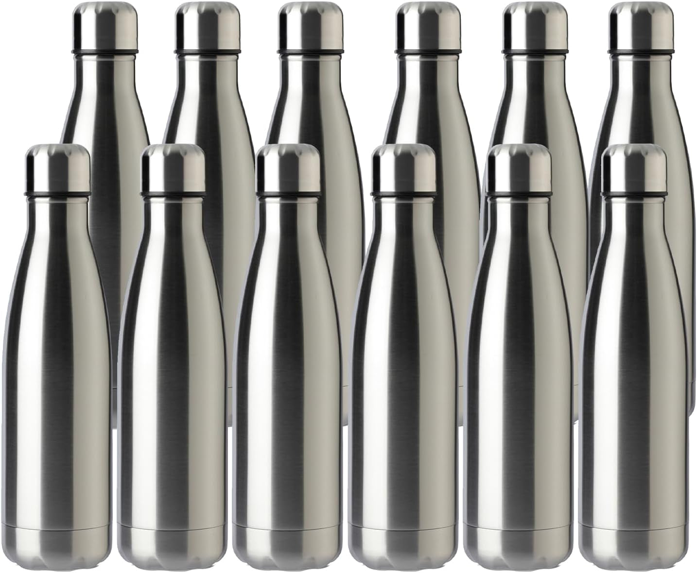 17Oz Sport Water Bottle 12 Pack Vacuum Insulated Stainless Steel Leak-Proof Double Wall Cola Shape Water Bottle,Keep Drinks Hot & Cold (Cold Gray,12 Pack)