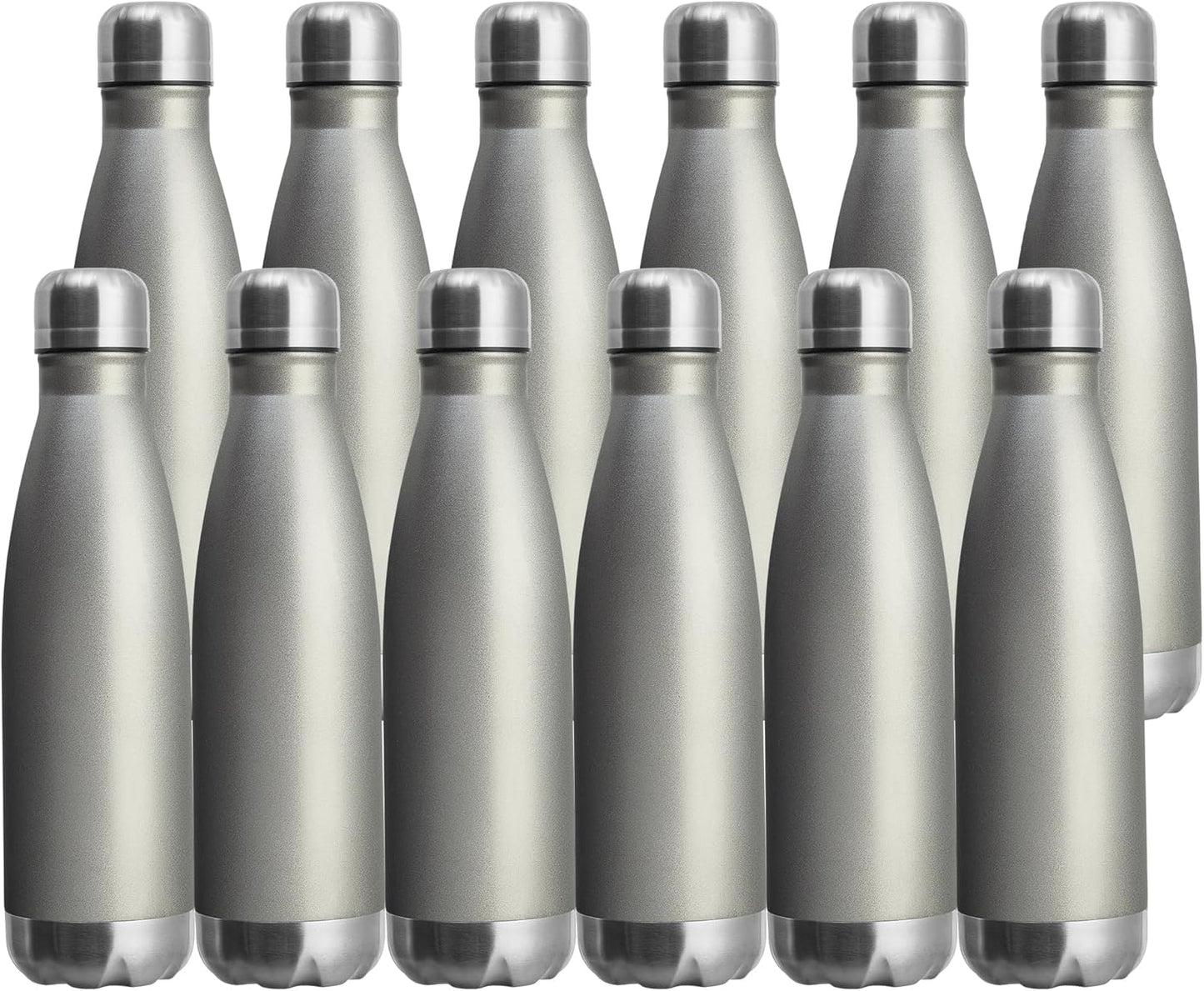 17Oz Sport Water Bottle 12 Pack Vacuum Insulated Stainless Steel Leak-Proof Double Wall Cola Shape Water Bottle,Keep Drinks Hot & Cold (Cold Gray,12 Pack)