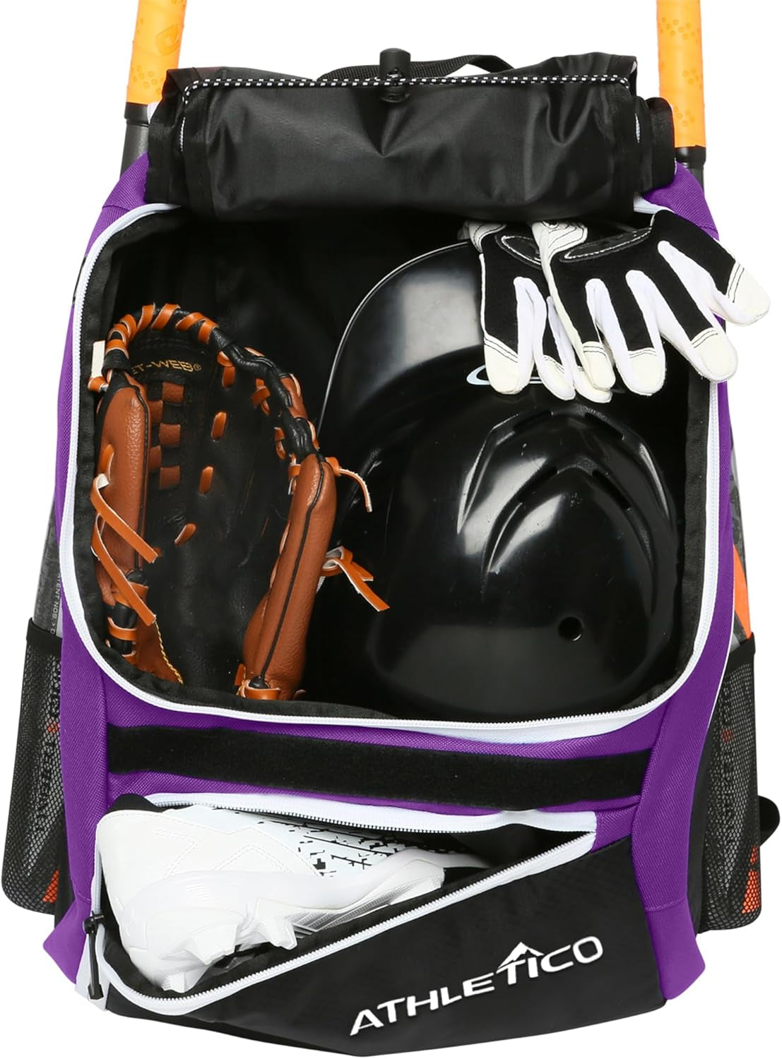 Baseball Bat Bag - Backpack for Baseball, T-Ball & Softball Equipment & Gear for Youth and Adults | Holds Bat, Helmet, Glove, & Shoes |Shoe Compartment & Fence Hook