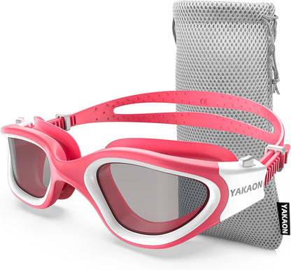 Adult Swimming Goggles - UV Protection, Anti-Glare, Anti-Fog, Anti-Leak, Silicone Strap Clear/Polarized Lenses