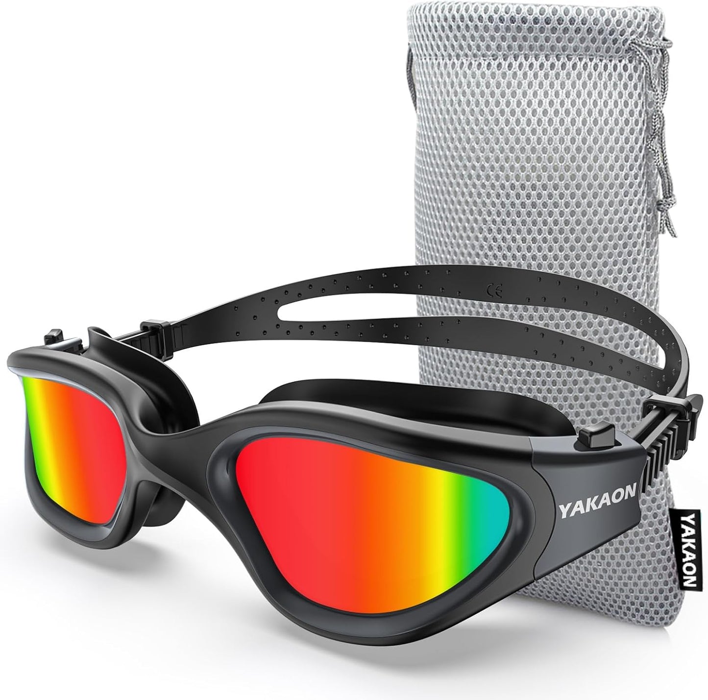 Adult Swimming Goggles - UV Protection, Anti-Glare, Anti-Fog, Anti-Leak, Silicone Strap Clear/Polarized Lenses
