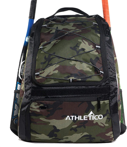 Baseball Bat Bag - Backpack for Baseball, T-Ball & Softball Equipment & Gear for Youth and Adults | Holds Bat, Helmet, Glove, & Shoes |Shoe Compartment & Fence Hook