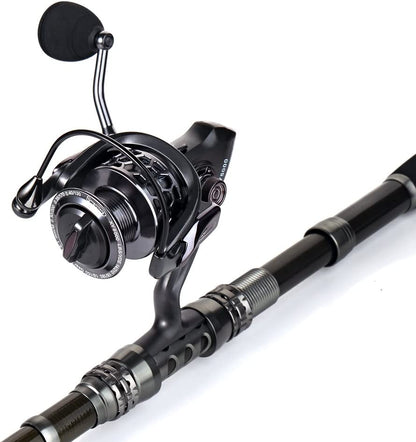 Fishing Rod Reel Combo with Telescopic Fishing Pole Spinning Reel Carrier Bag for Travel Saltwater Freshwater Fishing