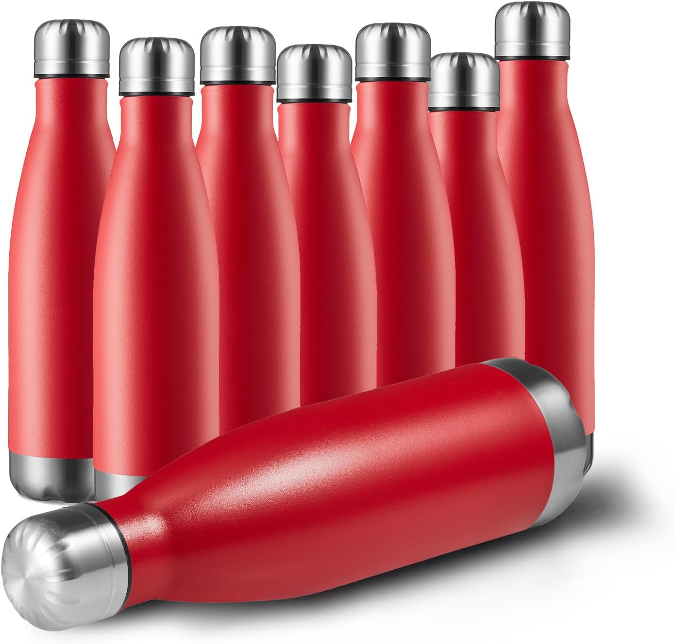 17Oz Sport Water Bottle 12 Pack Vacuum Insulated Stainless Steel Leak-Proof Double Wall Cola Shape Water Bottle,Keep Drinks Hot & Cold (Cold Gray,12 Pack)