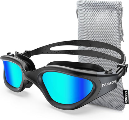 Adult Swimming Goggles - UV Protection, Anti-Glare, Anti-Fog, Anti-Leak, Silicone Strap Clear/Polarized Lenses