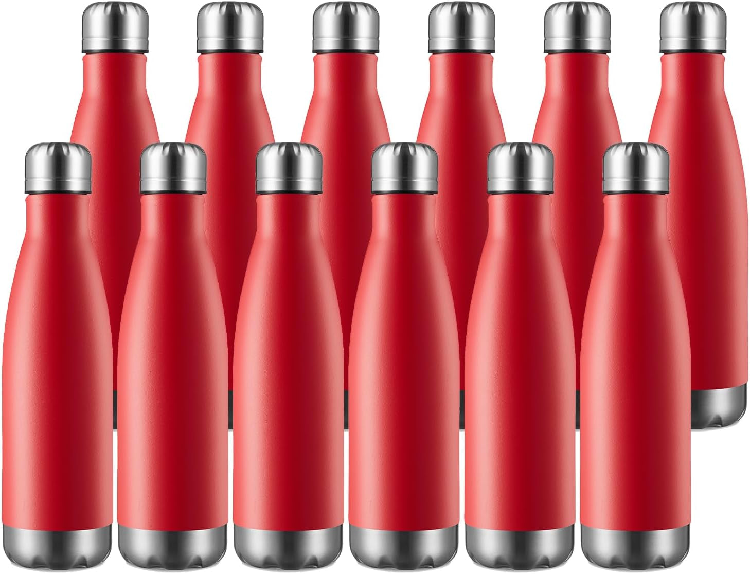 17Oz Sport Water Bottle 12 Pack Vacuum Insulated Stainless Steel Leak-Proof Double Wall Cola Shape Water Bottle,Keep Drinks Hot & Cold (Cold Gray,12 Pack)