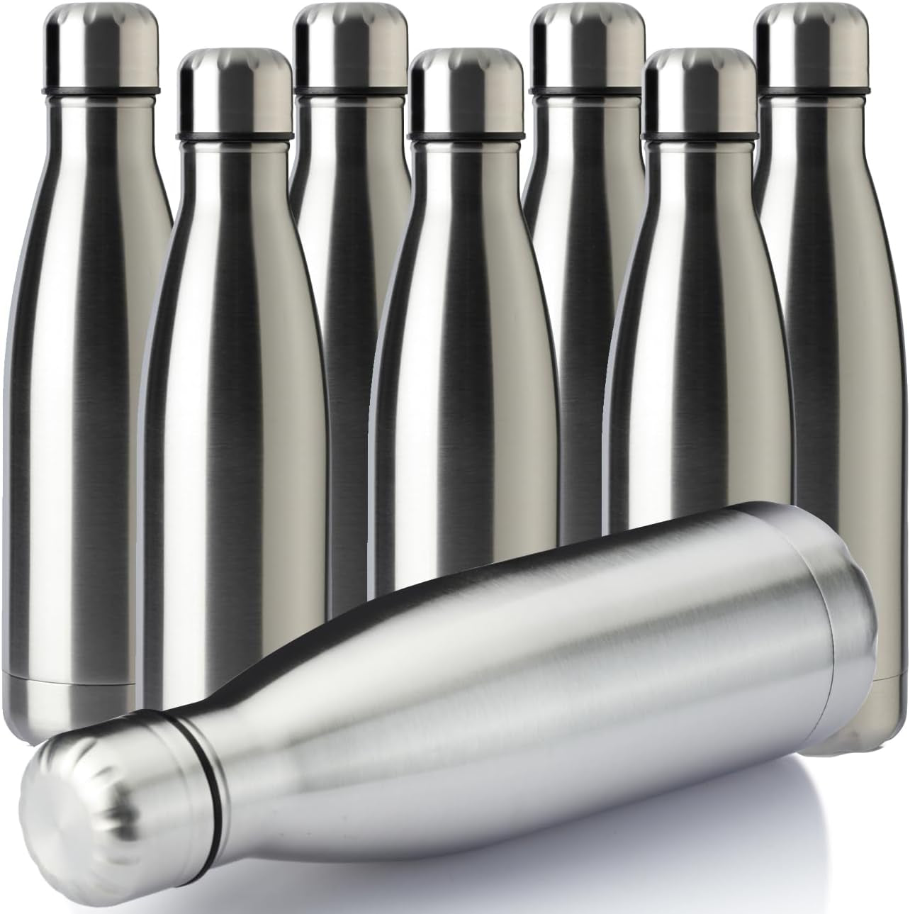 17Oz Sport Water Bottle 12 Pack Vacuum Insulated Stainless Steel Leak-Proof Double Wall Cola Shape Water Bottle,Keep Drinks Hot & Cold (Cold Gray,12 Pack)