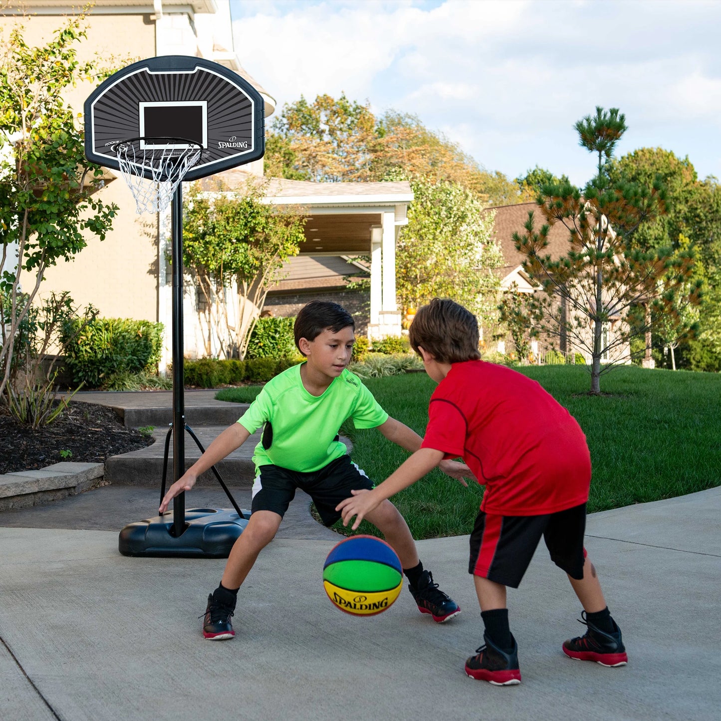 32-Inch Portable Basketball Hoop with Eco-Composite Backboard & Telescoping Height Adjustment-Outdoor Play